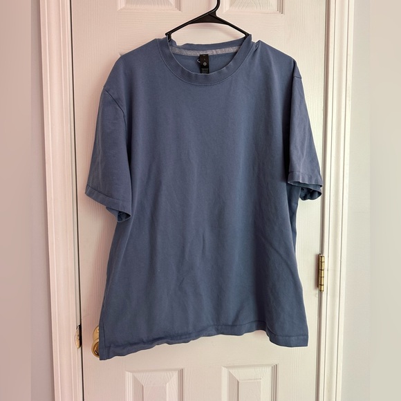 Lululemon Men’s Large Heavyweight Cotton Textured Short-Sleeve Shirt Blue - Picture 4 of 8